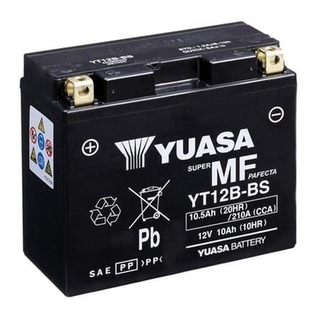 Yuasa Motorcycle Battery   YT Maintenance Free YT12B BS 12V Battery, Combi Pack, Contains 1 Battery and 1 Acid Pack