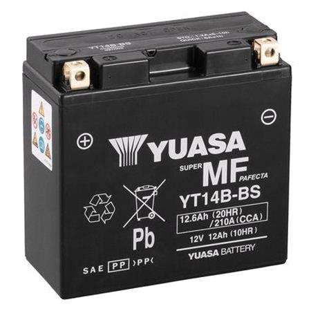 Yuasa Motorcycle Battery   YT Maintenance Free YT14B BS 12V Battery, Combi Pack, Contains 1 Battery and 1 Acid Pack