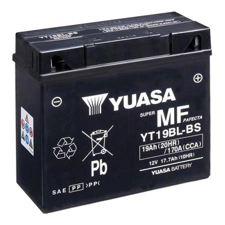 Yuasa Motorcycle Battery   YT Maintenance Free YT19BL BS 12V Battery, Combi Pack, Contains 1 Battery and 1 Acid Pack