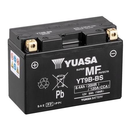 Yuasa Motorcycle Battery   YT Maintenance Free YT9B BS 12V Battery, Combi Pack, Contains 1 Battery and 1 Acid Pack