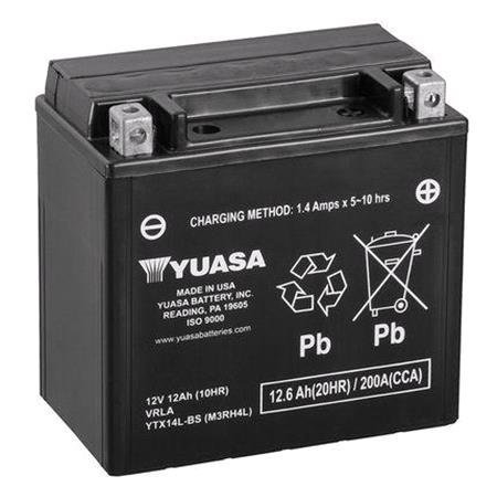 Yuasa Motorcycle Battery   YT Maintenance Free Motorcycle YTX14L BS Battery, Combi Pack, Contains 1 
