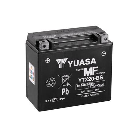 Yuasa Motorcycle Battery   YT Maintenance Free YTX20 BS 12V Battery, Combi Pack, Contains 1 Battery and 1 Acid Pack