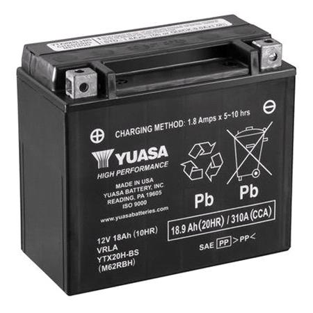 Yuasa Motorcycle Battery   YTX High Performance YTX20H BS 12V Battery, Combi Pack, Contains 1 Battery and 1 Acid Pack