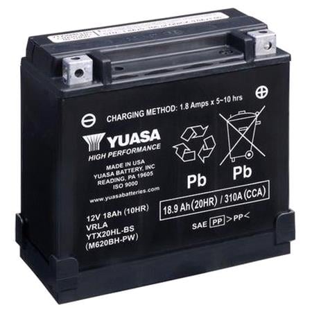 Yuasa Motorcycle Battery   YTX High Performance YTX20HL BS PW 12V Battery, Combi Pack, Contains 1 Battery and 1 Acid Pac