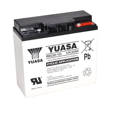 Yuasa REC Series, REC22 12i, 12V, 22Ah, VRLA Battery with Internal Thread
