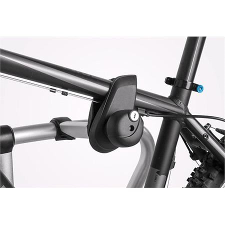 Yakima JustClick 2 silver tow bar mounted bike rack (wheel support)   2 bikes