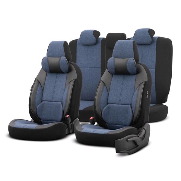 Premium Linen Car Seat Covers Voyager Series With 2 Neck Pillows Blue For Renault Captur 2013 2020 MicksGarage