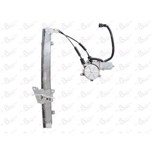 Window Regulators, Front Right Electric Window Regulator (with motor) for Kia Rio (DC_), 2000 2005, 4 Door Models, WITHOUT One Touch/Antipinch, motor has 2 pins/wires, AC Rolcar