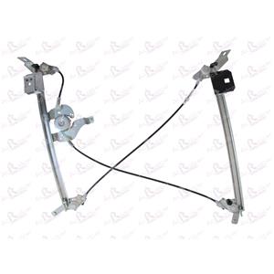 Window Regulators, Front Right Electric Window Regulator Mechanism (without motor) for RENAULT MEGANE II Coupé Cabriolet (EM0/1_), 2003 2008, 2 Door Models, WITHOUT One Touch/Antipinch, holds a standard 2 pin/wire motor, AC Rolcar