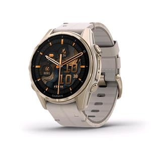 Smart Watches, Garmin Fenix 8 Smartwatch 43mm AMOLED in Soft Gold with Limestone Leather Strap, Garmin