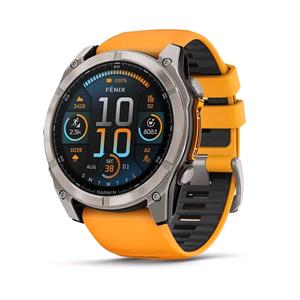 Smart Watches, Garmin Fenix 8 Smartwatch 51mm AMOLED in Titanium with Orange Strap, Garmin