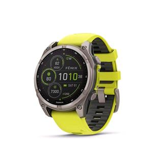 Smart Watches, Garmin Fenix 8 Smartwatch 47mm Solar AMOLED in Titanium with Amp Yellow Strap, Garmin