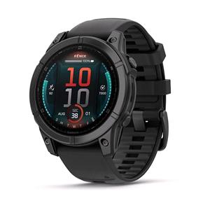 Smart Watches, Garmin Fenix E Smartwatch 47mm AMOLED in Slate Gray Steel with Black Silicone Strap, Garmin