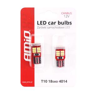 Bulbs   by Bulb Type, AMIO 12V 2,2W W5W 18smd LED Bulb   Twin Pack, AMIO