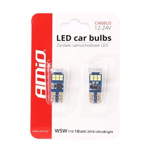 Bulbs   by Bulb Type, AMIO 12 24V 2,2W W5W 18smd LED Bulb   Twin Pack, AMIO