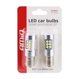 Bulbs   by Bulb Type, AMIO 12 24V 6,5W P21W BA15s 24smd LED Bulb   Twin Pack, AMIO