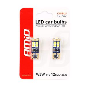 Bulbs   by Bulb Type, AMIO 12 24V 2,3W W5W 12smd LED Bulb   Twin Pack, AMIO