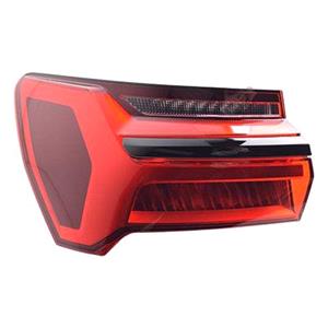 Lights, Left Rear Lamp (Outer, On Quarter Panel, LED, With Black Trim, Original Equipment) for Audi A6 2018 Onwards, 