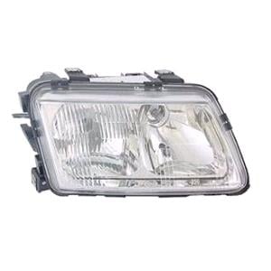 Lights, Right Headlamp (Reflector Type, Halogen, Without Fog Lamp, Takes H7/H1 Bulbs, Electric And Manual Adjustment, Supplied Without Motor) for Audi A3 1996 2000, 