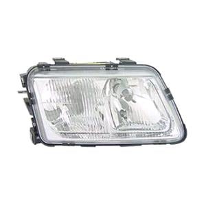 Lights, Right Headlamp (Reflector Type, Halogen, With Fog Lamp, Takes H7/H4 Bulbs, Electric And Manual Adjustment, Supplied Without Motor) for Audi A3 1996 2000, 