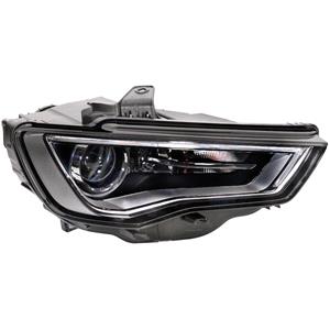 Lights, Right Headlamp (Bi Xenon, Takes D3S Bulb, Black Bezel, Without Curve Light, With LED Daytime Running Light, Supplied Without LED Module, Original Equipment) for Audi A3 3 Door 2012 2016, 