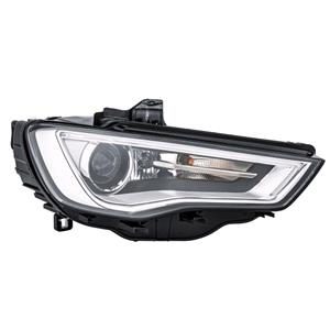 Lights, Right Headlamp (Bi Xenon, Takes D3S Bulb, Grey Bezel, With Curve Light, With LED Daytime Running Light, Supplied Without LED Module, Original Equipment) for Audi A3 Saloon 2012 2016, 