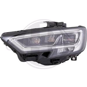 Lights, Right Headlamp (Full LED, Supplied Without LED Control Modules, Original Equipment) for Audi A3 3 Door 2016 on, 