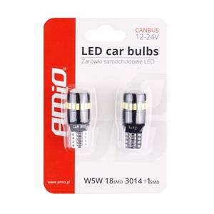 Bulbs   by Bulb Type, AMIO 12 24V W5W 18+1smd LED Bulb   Twin Pack, AMIO