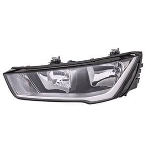 Lights, Left Headlamp (Halogen, Takes H7 / H15 Bulbs, Supplied With Bulbs & Motor, Original Equipment) for Audi A1 Sportback 5 Door 2015 2018, 