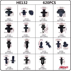 Car Body and Trim Clips Set - 620pcs