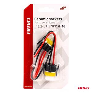 AMIO H8/H11/H16 Ceramic Bulb Socket - Twin Pack