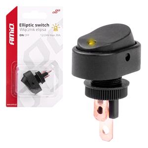 Switches, Elliptic switch with yellow Light 12/24V max 30A ON/OFF, AMIO