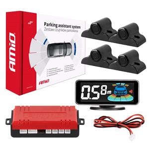 Parking Sensors, Truck 3D Display Parking Assistant System with 4 Sensors   BLACK, AMIO