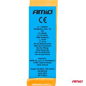 Automatic ratched tie down 640/320kg 25mm 3,5m S-TYPE
