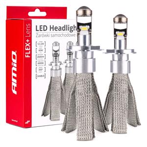 Bulbs   by Bulb Type, AMIO Flex+ Series 12/24V 40W H4 6000K LED Headlight Bulbs with Lens   Twin Pack, AMIO