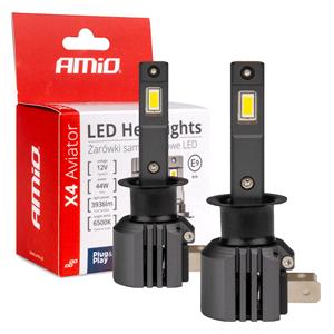 Bulbs   by Bulb Type, AMIO X4 Aviator 12V 44W H1 6500K LED Headlight Bulbs   Twin Pack, AMIO