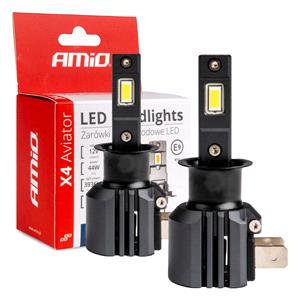 Bulbs   by Bulb Type, AMIO X4 Aviator 12V 44W H3 6500K LED Headlight Bulbs   Twin Pack, AMIO