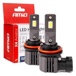 Bulbs   by Bulb Type, AMIO X4 Aviator H8/H9/H11 6500K 44W LED Headlight Bulbs   Twin Pack, AMIO