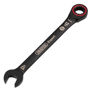 Ratchet Spanners, Draper Expert 03883 HI TORQ Metric Ratchet Combination Spanner, 12mm, Black, Draper