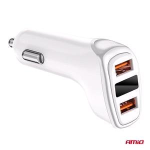 Dual USB-A 3.1A 15.5W 12/24V Car Charger with Battery Tester