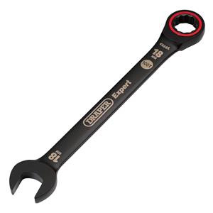 Ratchet Spanners, Draper Expert 03891 HI TORQ Metric Ratchet Combination Spanner, 18mm, Black, Draper