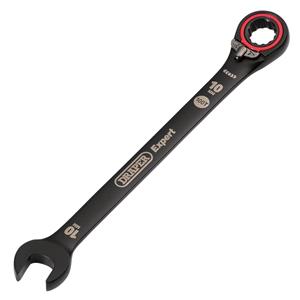 Ratchet Spanners, Draper Expert 03900 HI TORQ Metric Reversible Ratchet Combination Spanner, 10mm, Black, Draper