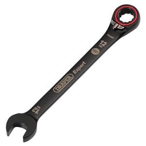 Ratchet Spanners, Draper Expert 03902 HI TORQ Metric Reversible Ratchet Combination Spanner, 12mm, Black, Draper