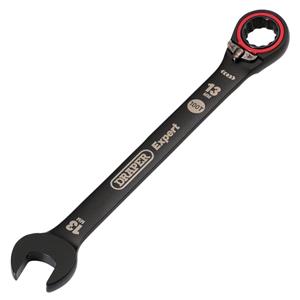 Ratchet Spanners, Draper Expert 03903 HI TORQ Metric Reversible Ratchet Combination Spanner, 13mm, Black, Draper