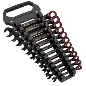 Metric Spanner Sets, Draper Expert 03912 HI TORQ Metric Reversible Ratchet Combination Spanner Set, Black (12 Piece), Draper