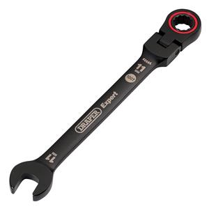 Combination Spanners, Draper Expert 03917 HI TORQ Metric Flexible Head Ratchet Combination Spanner, 11mm, Black, Draper