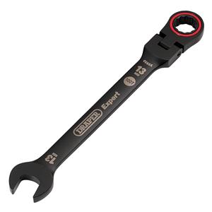 Ratchet Spanners, Draper Expert 03919 HI TORQ Metric Flexible Head Ratchet Combination Spanner, 13mm, Black, Draper