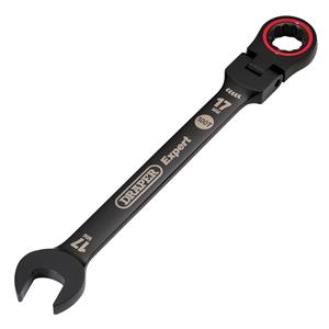 Ratchet Spanners, Draper Expert 03924 HI TORQ Metric Flexible Head Ratchet Combination Spanner, 17mm, Black, Draper