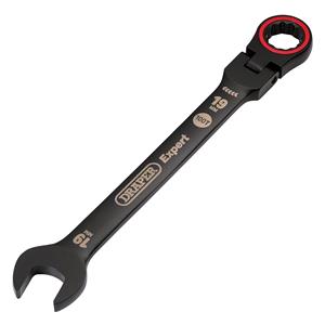 Ratchet Spanners, Draper Expert 03926 HI TORQ Metric Flexible Head Ratchet Combination Spanner, 19mm, Black, Draper