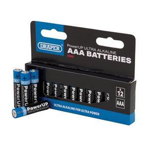 Domestic Batteries, Draper 03968 PowerUP Ultra Alkaline AAA Batteries (Pack of 12), Draper